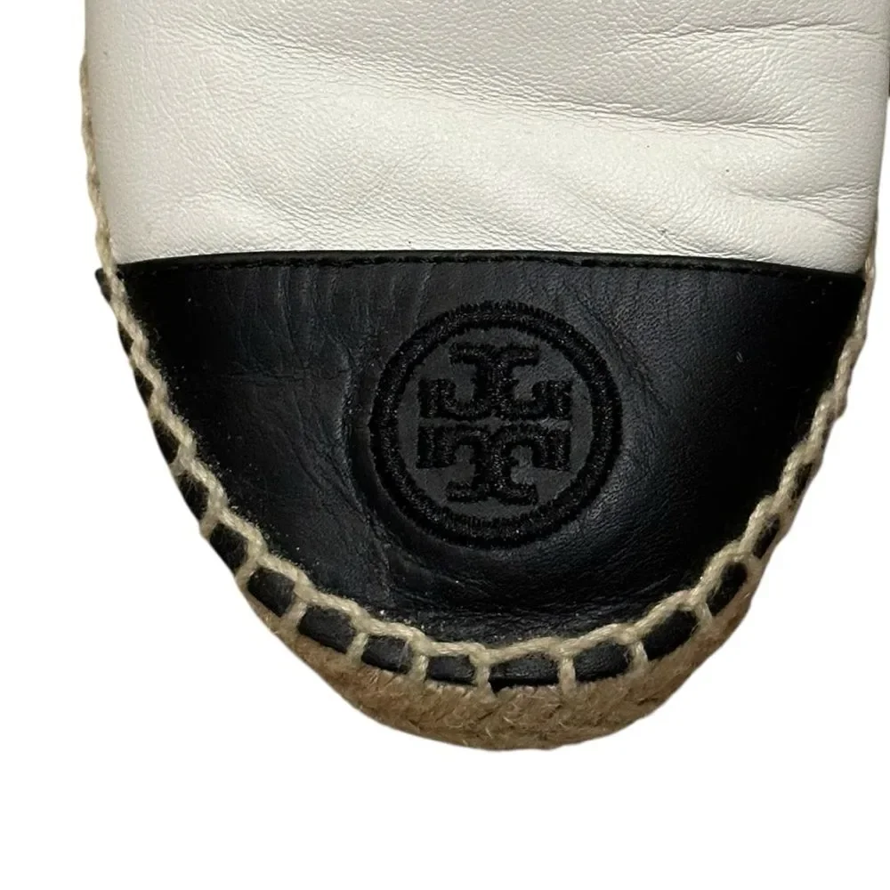 Tory Burch White Black Colorblock Espadrilles Flats 7.5